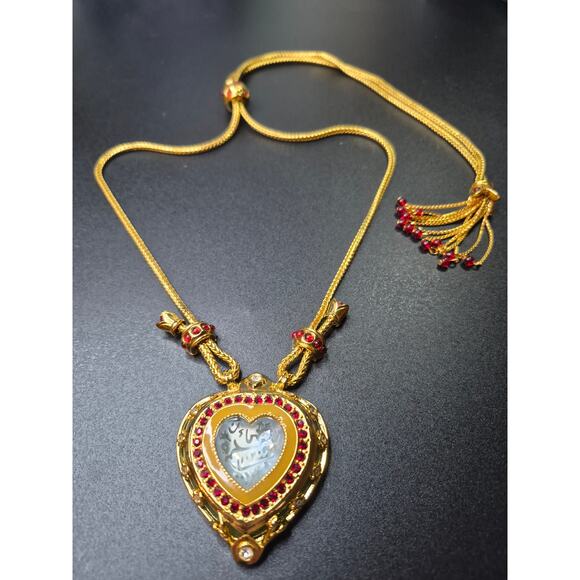 Elizabeth Taylor for Avon Shah Jehan Taj Mahal Heart Necklace Gold-Tone Ruby - Picture 1 of 15